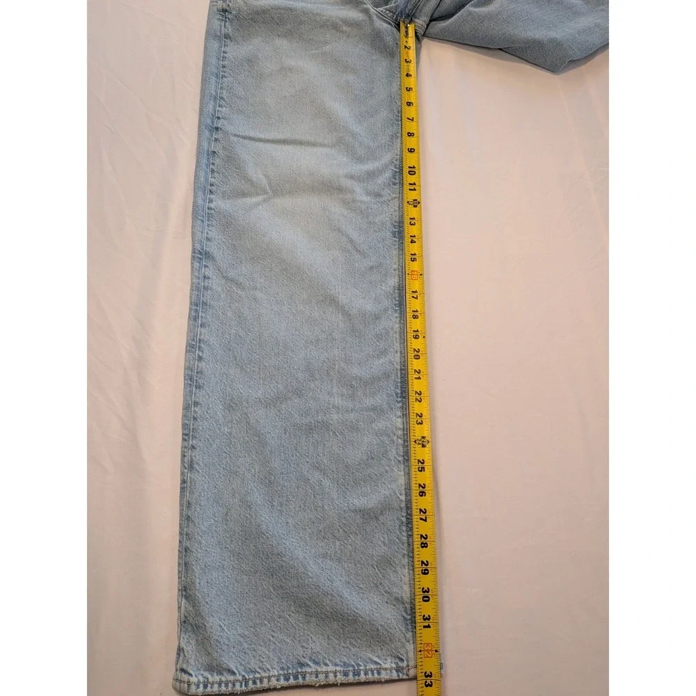 American Eagle Curvy Super High Rise Baggy Straight Jeans Light Wash 10 X-Long - Picture 7 of 14